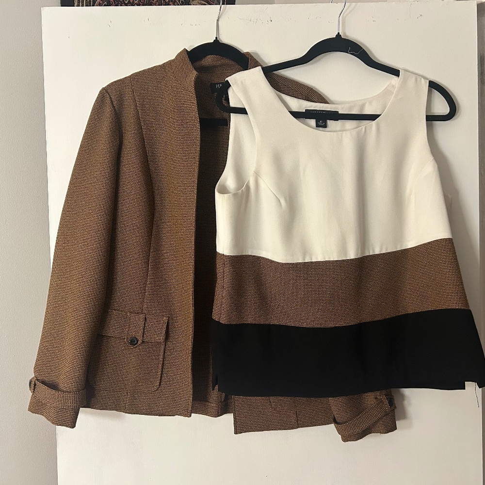Two piece blazer and shirt matching set business professional size large